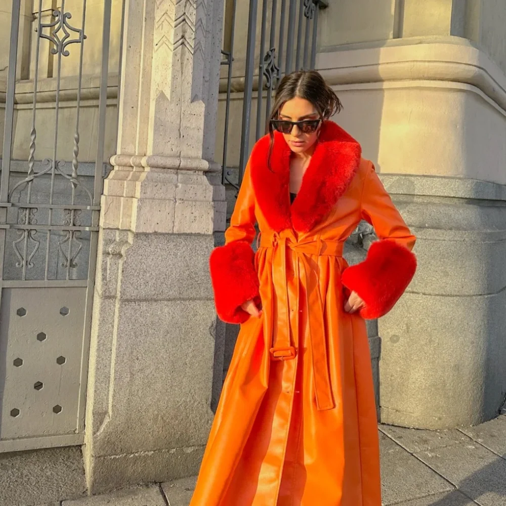 Elarmario De Madrid Stylish Orange and Red Women's Coat - Picture 7 of 8